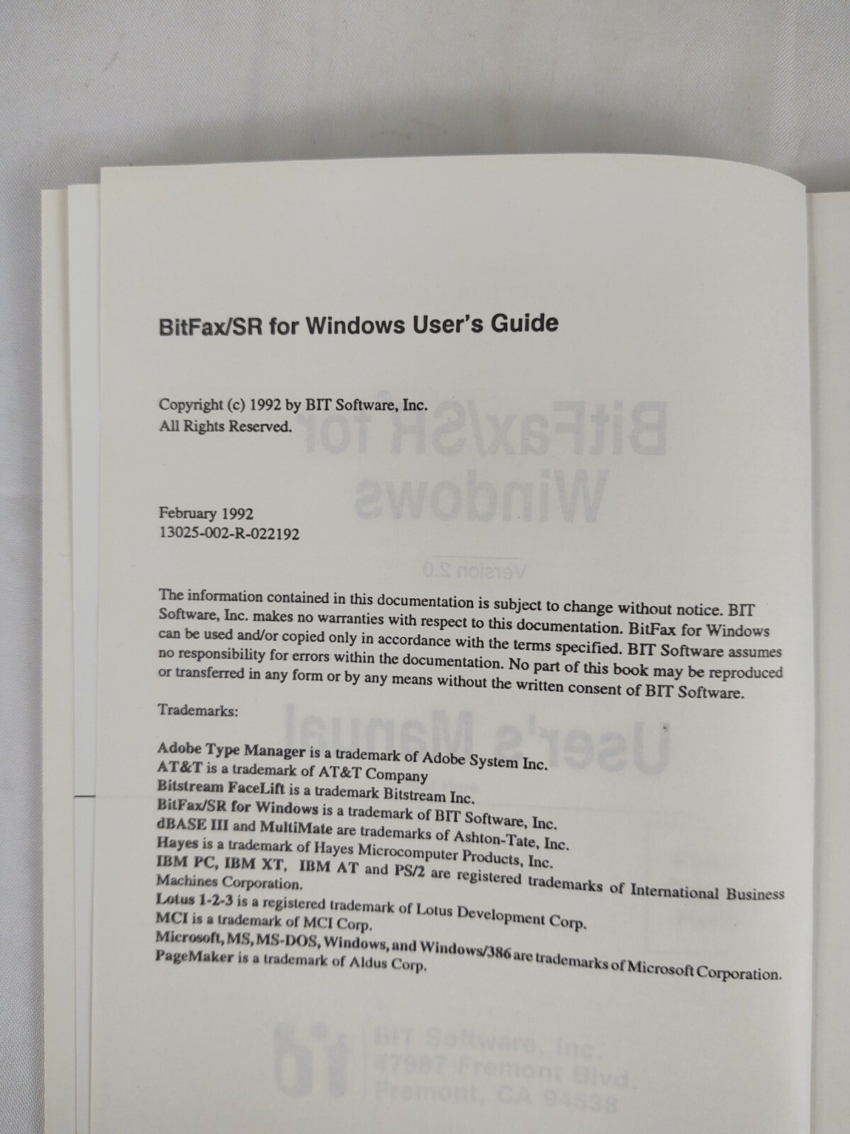 BitFax For Windows Manual + Software 5.25″ Floppy Disk Bitfax Windows 3 Ver 2.05