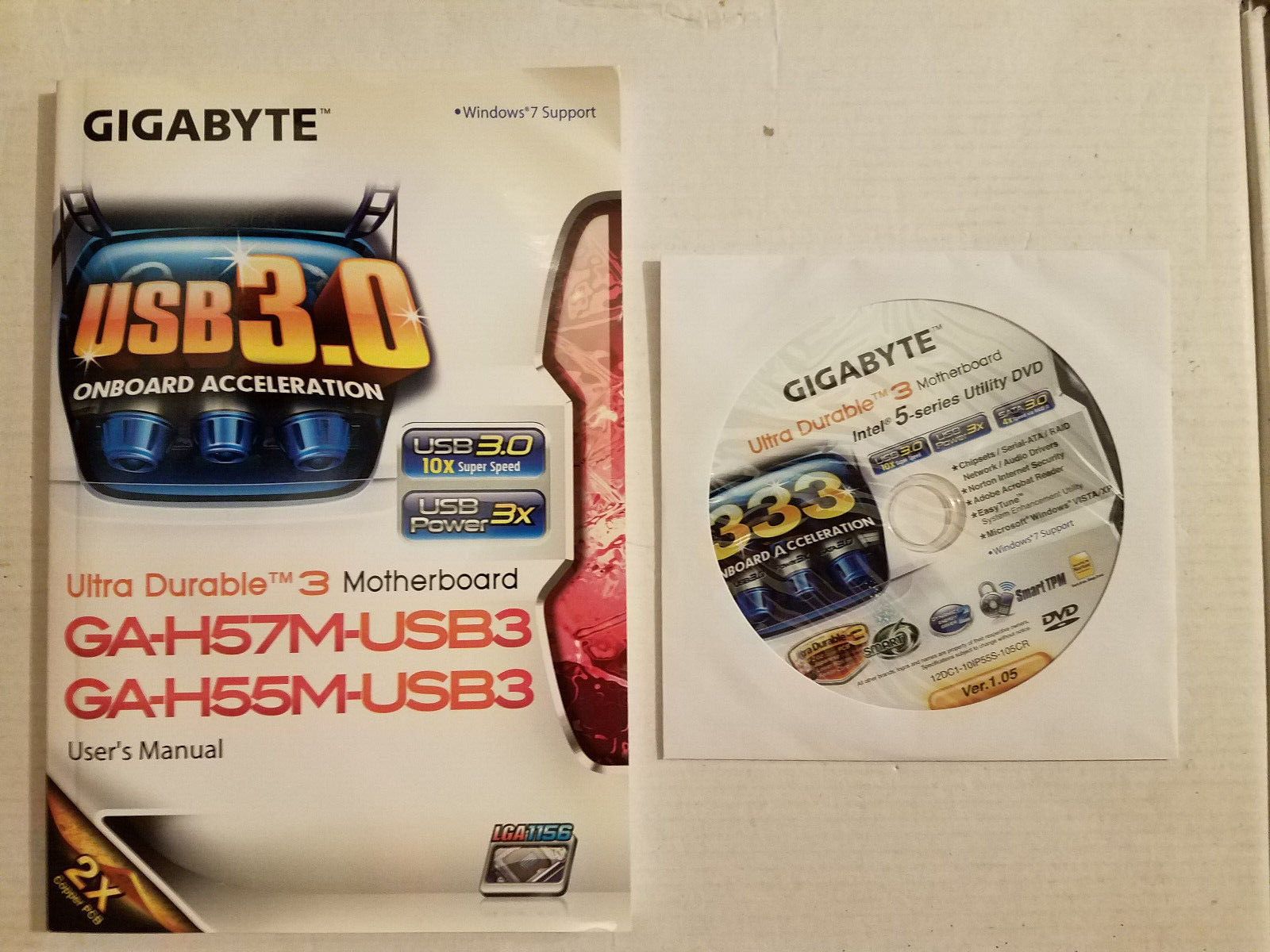 Gigabyte GA-H57M-USB3 GA-H55M-USB3 Manual Drivers and Utilities CD/DVD