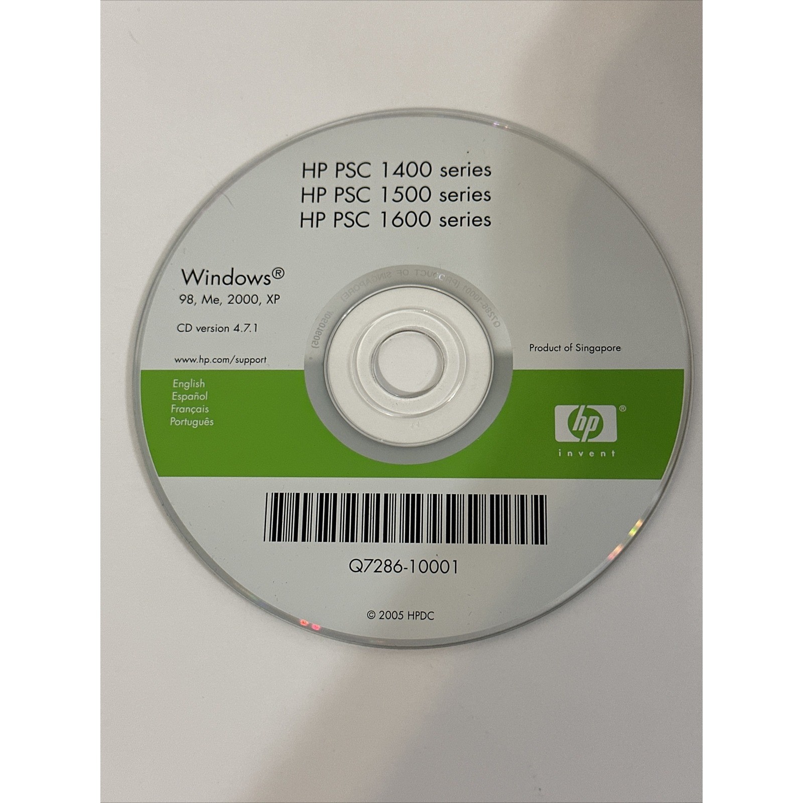 HP PSC 1400 1500 1600 Series Printer Software Driver CD Windows XP 98