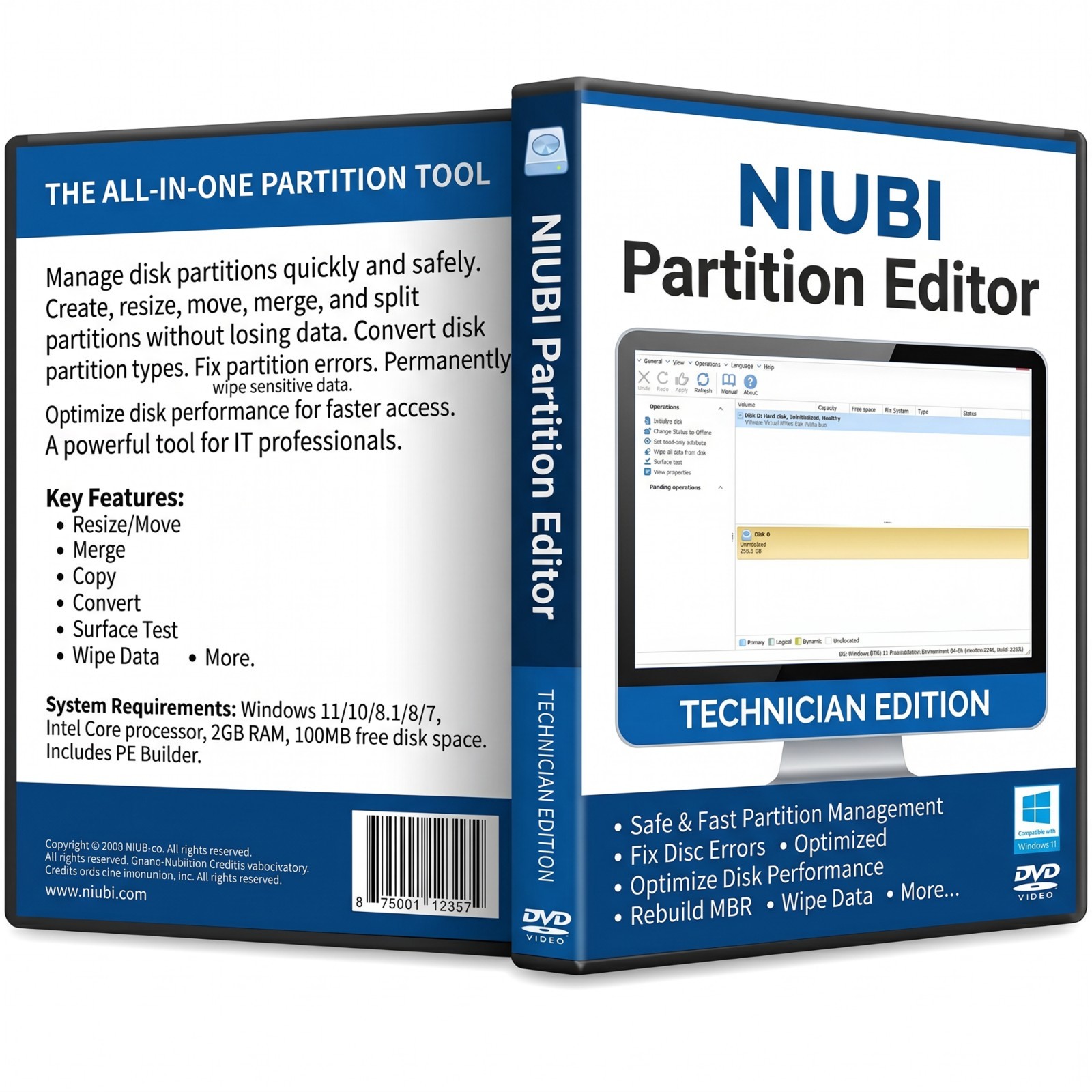 NIUBI Partition Editor Technician Edition Bootable DVD/USB