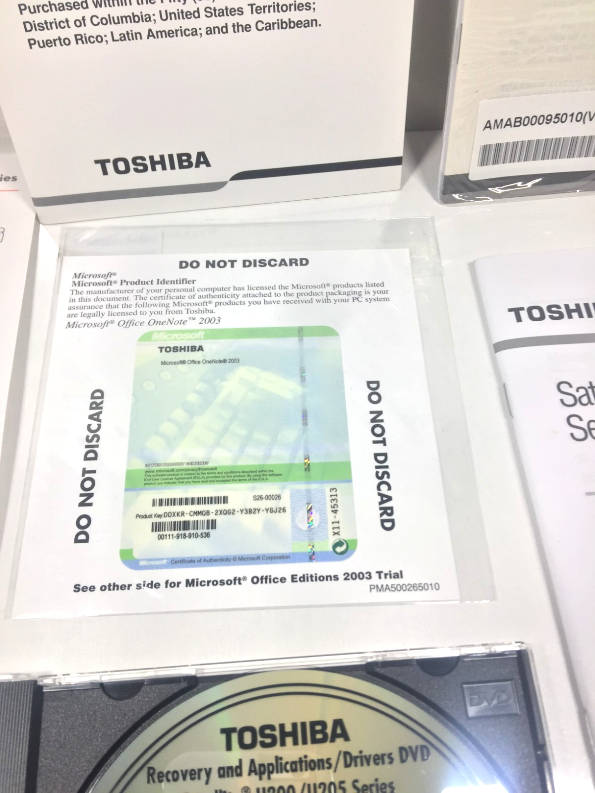 Toshiba Manuals & Recovery KIT Applications/Drivers DVD Satellite U200/U205 CD
