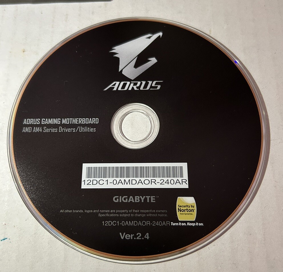 Gigabyte AORUS Graphics Driver and Utility Disc Installation AMD AM4 Series
