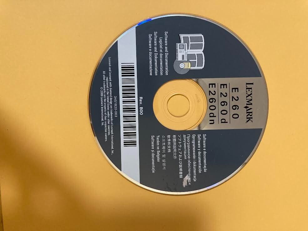 Genuine Lexmark E260 E260d E260dn CD ROM Software CD Driver Disk 34S1820-003