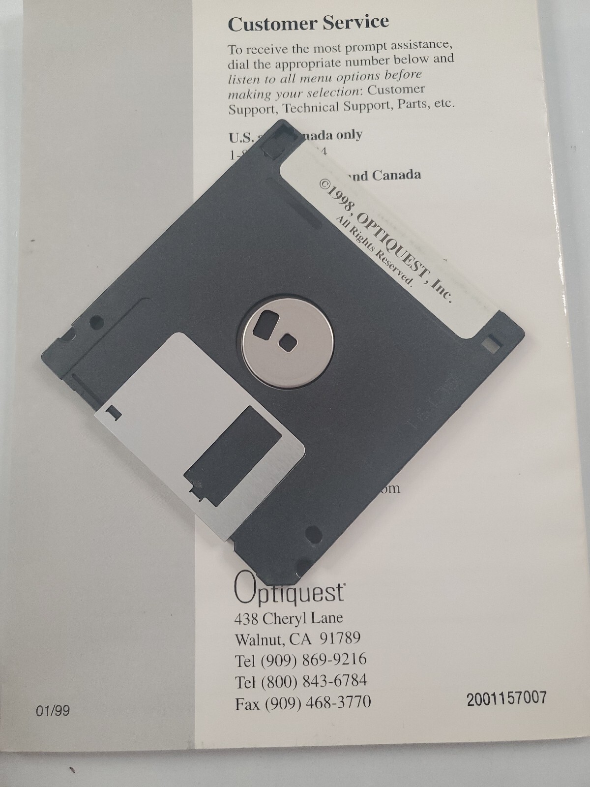 Opti quest Monitor Installation Disk/Manual (Disc) for Windows 95/98