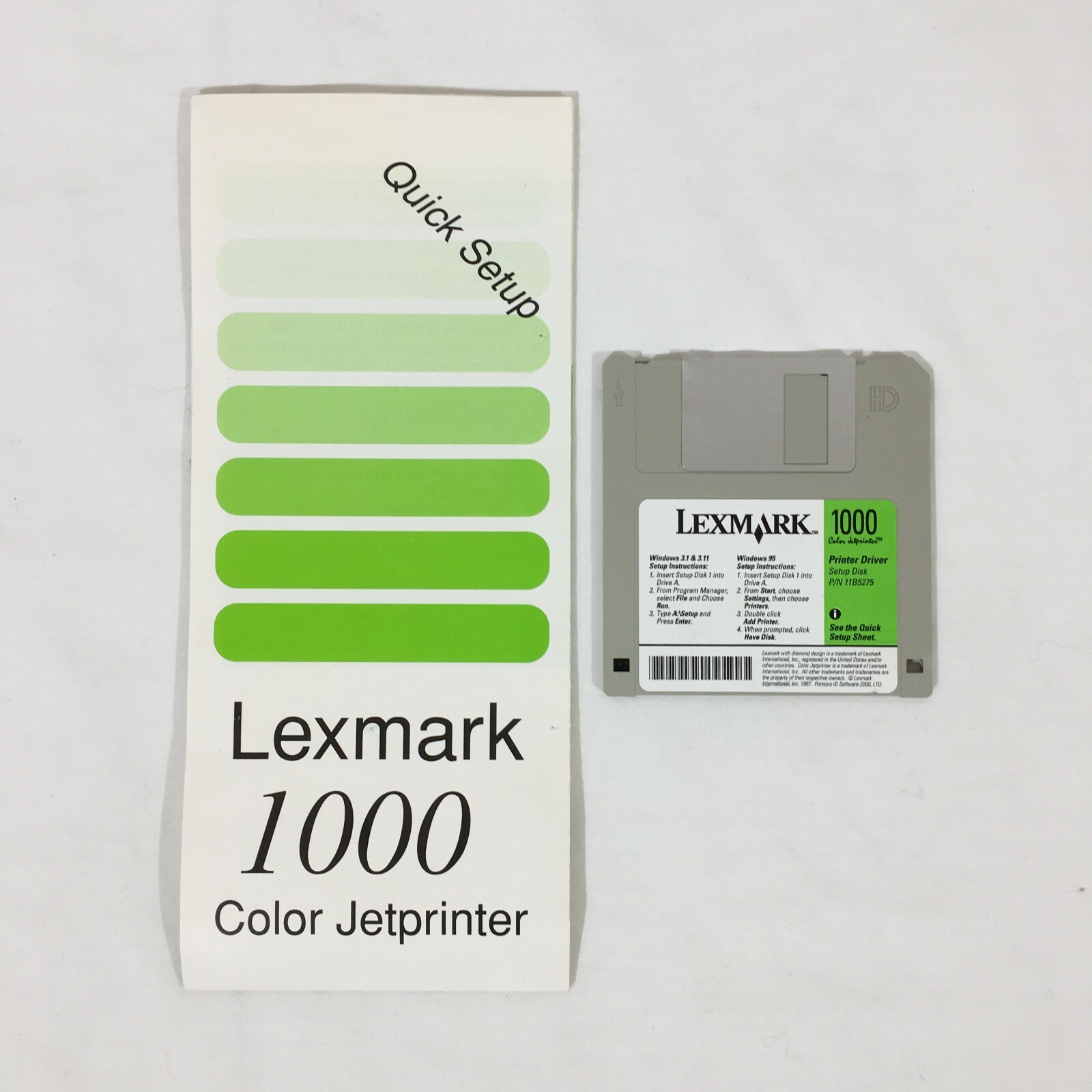 Vintage Lexmark 1000 Color Jetprinter Printer 3.5″ Diskette Driver Disk & Manual