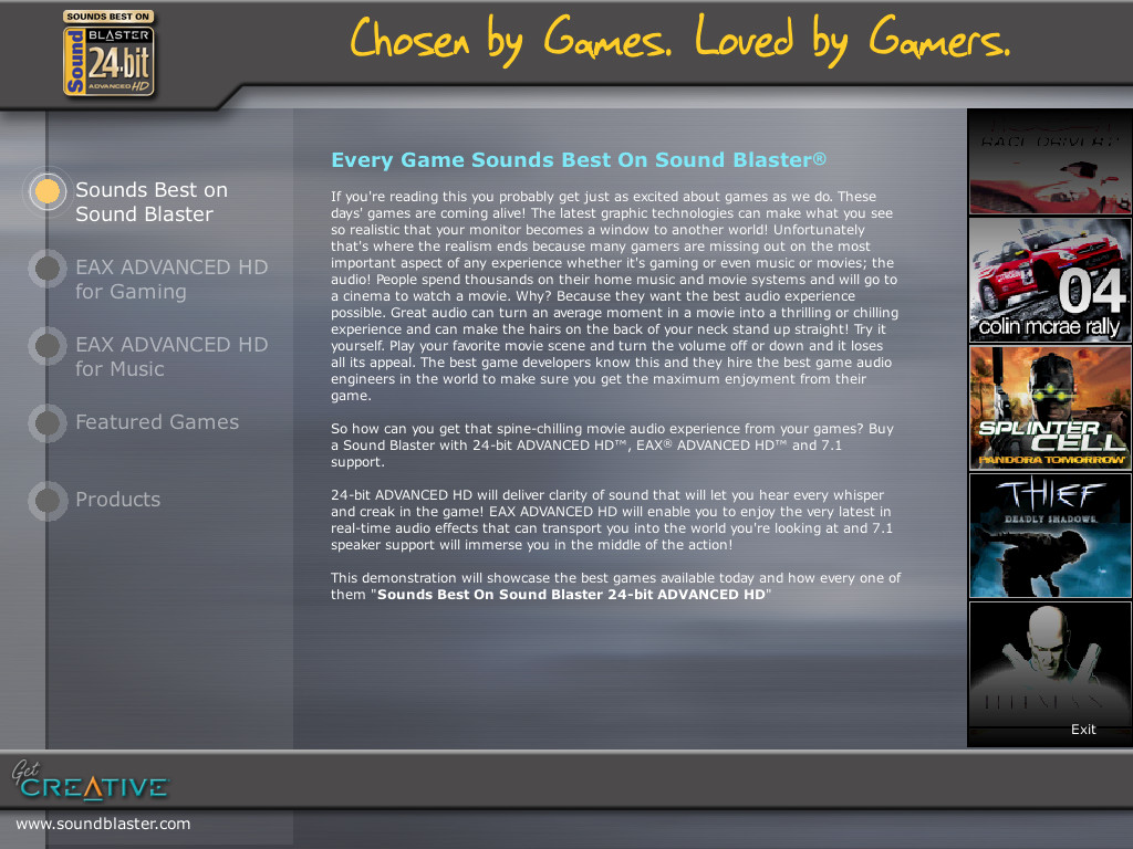 Creative Every Game Sounds Best On Sound Blaster 24-Bit HD Demo CD-ROM (2004)