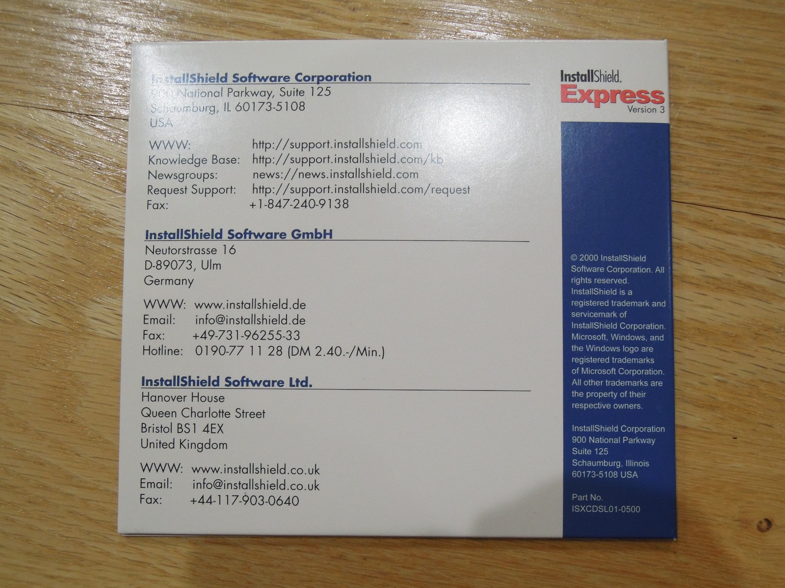 InstallShield Software Express Version 3 disc 2000 with Serial Number