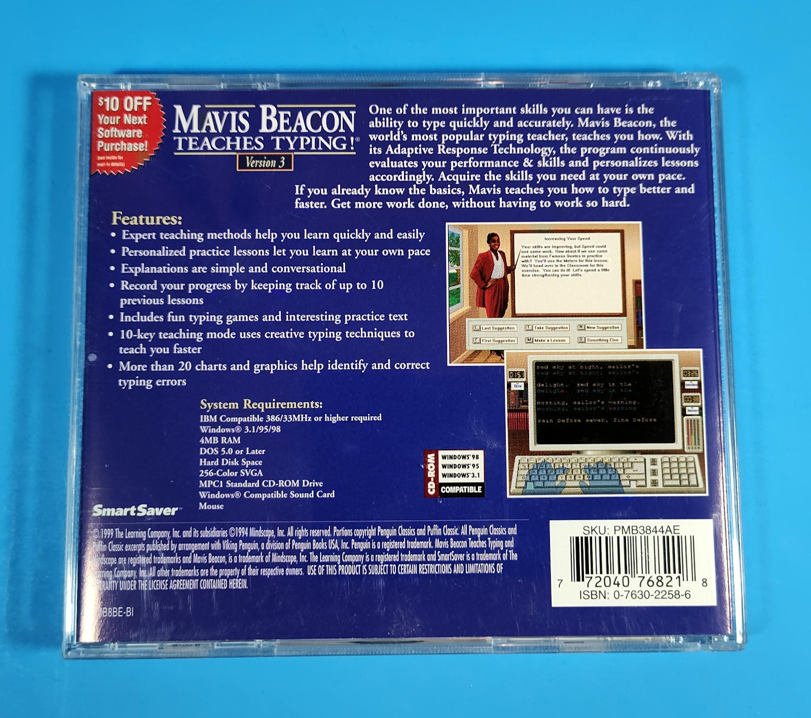 Mavis Beacon Teaches Typing Ver. 3 CD-ROM for Windows 3.1 & 95 by Softkey VTG
