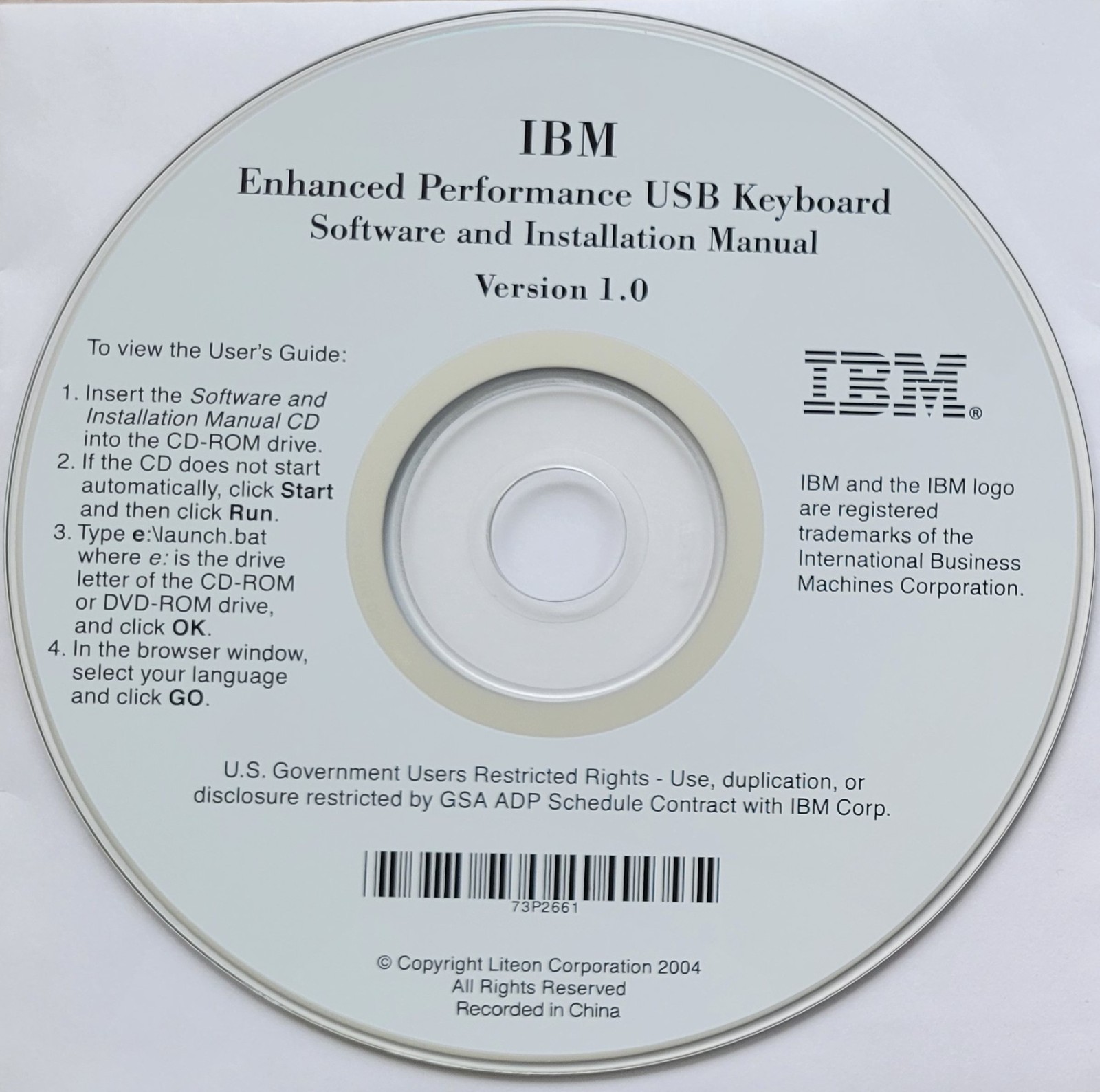 Vintage – IBM Enhanced Performance USB Keyboard Software & Manual, 2004