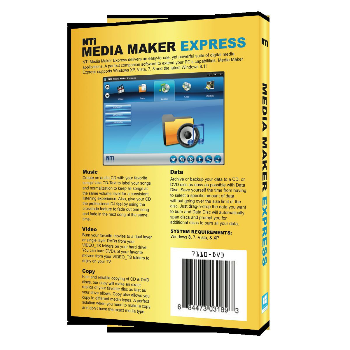 NTI Media Maker Express, CD DVD Burning for Win 11/10/8/7,Vista or XP SP3 (1 PC)