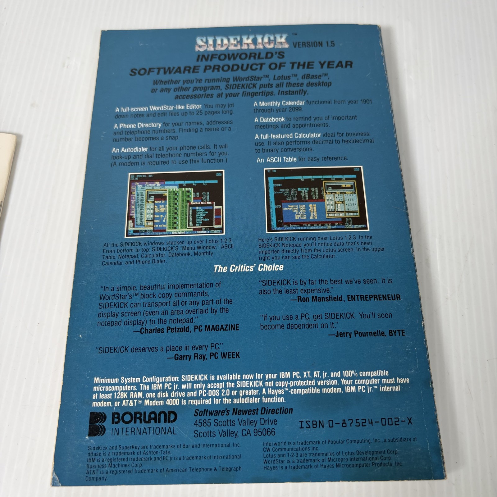 Vintage Borland Sidekick Plus Book & Sidekick 1.5 Software IBM PC XT AT DOS