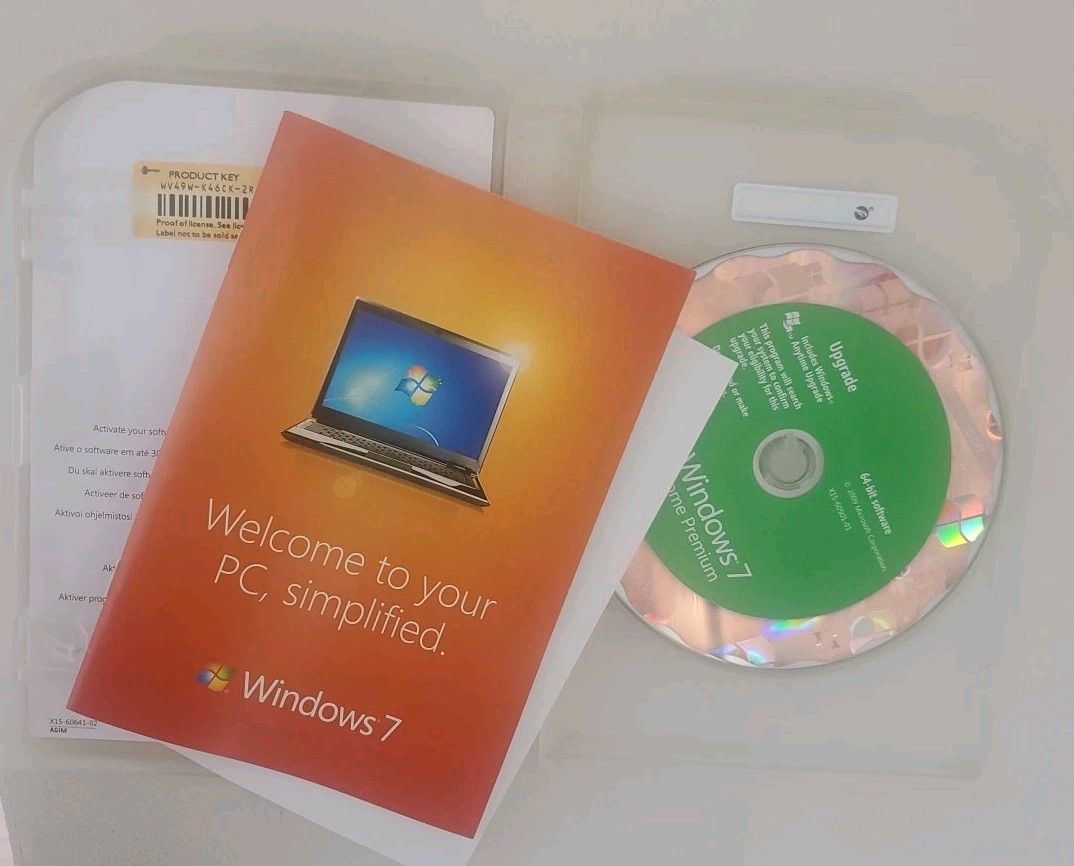 Microsoft Windows 7 Home Premium Upgrade 32 Bit & 64 Bit DVDs Complete w/ Key