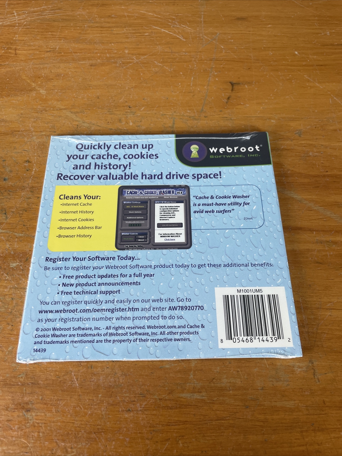 Webroot Software Cache Cookie Washer Computer Privacy and Clean-Up Utility 2001