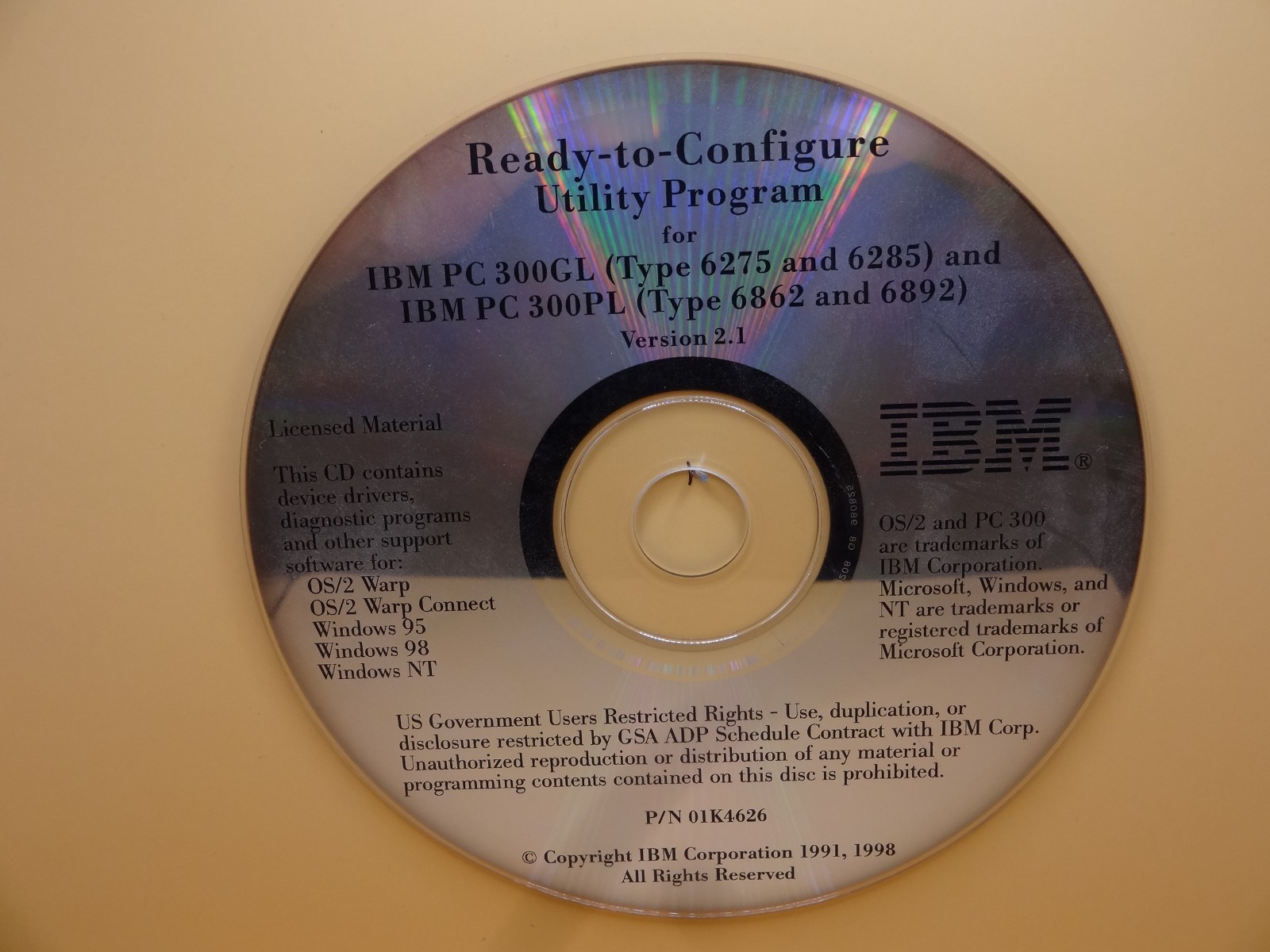 IBM Ready-to-Configure Utility & Product Recovery CD PC 300GL 300PL with Book