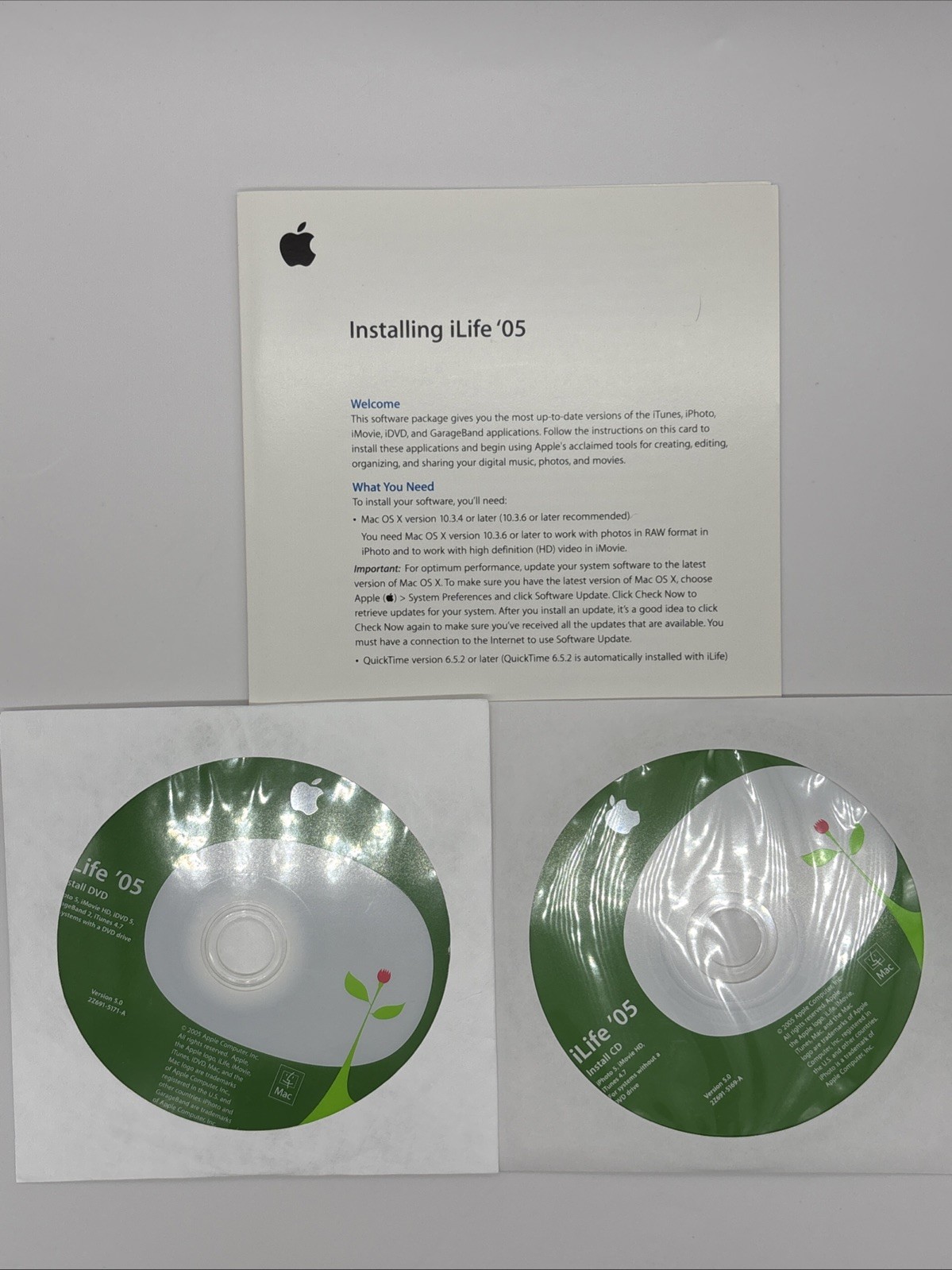Apple iLife ’05 Install DVD And Install CD
