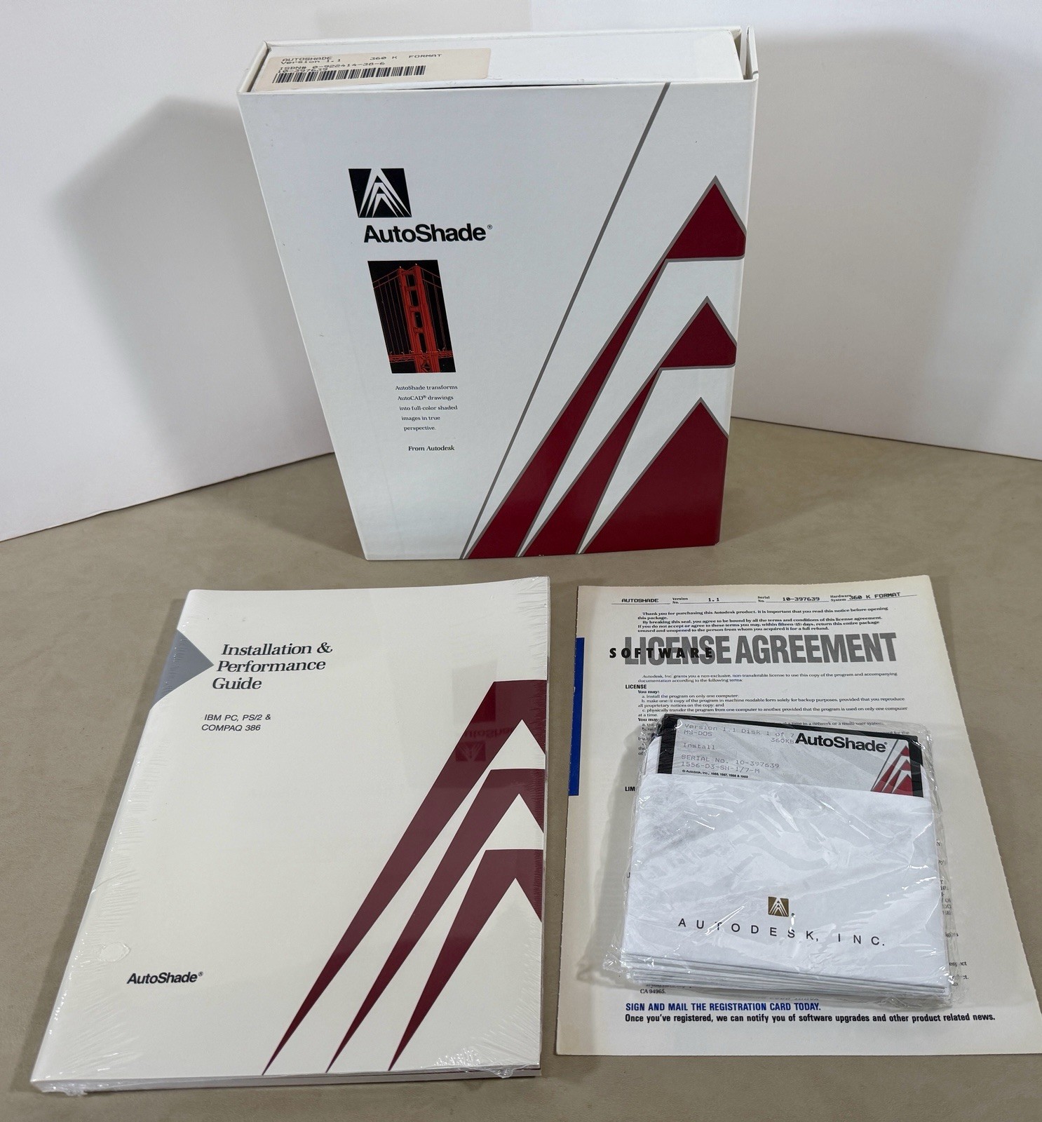 AutoDesk AutoShade Version 1.1 MS DOS 5.25″ Floppy Disks 360K Format Brand New