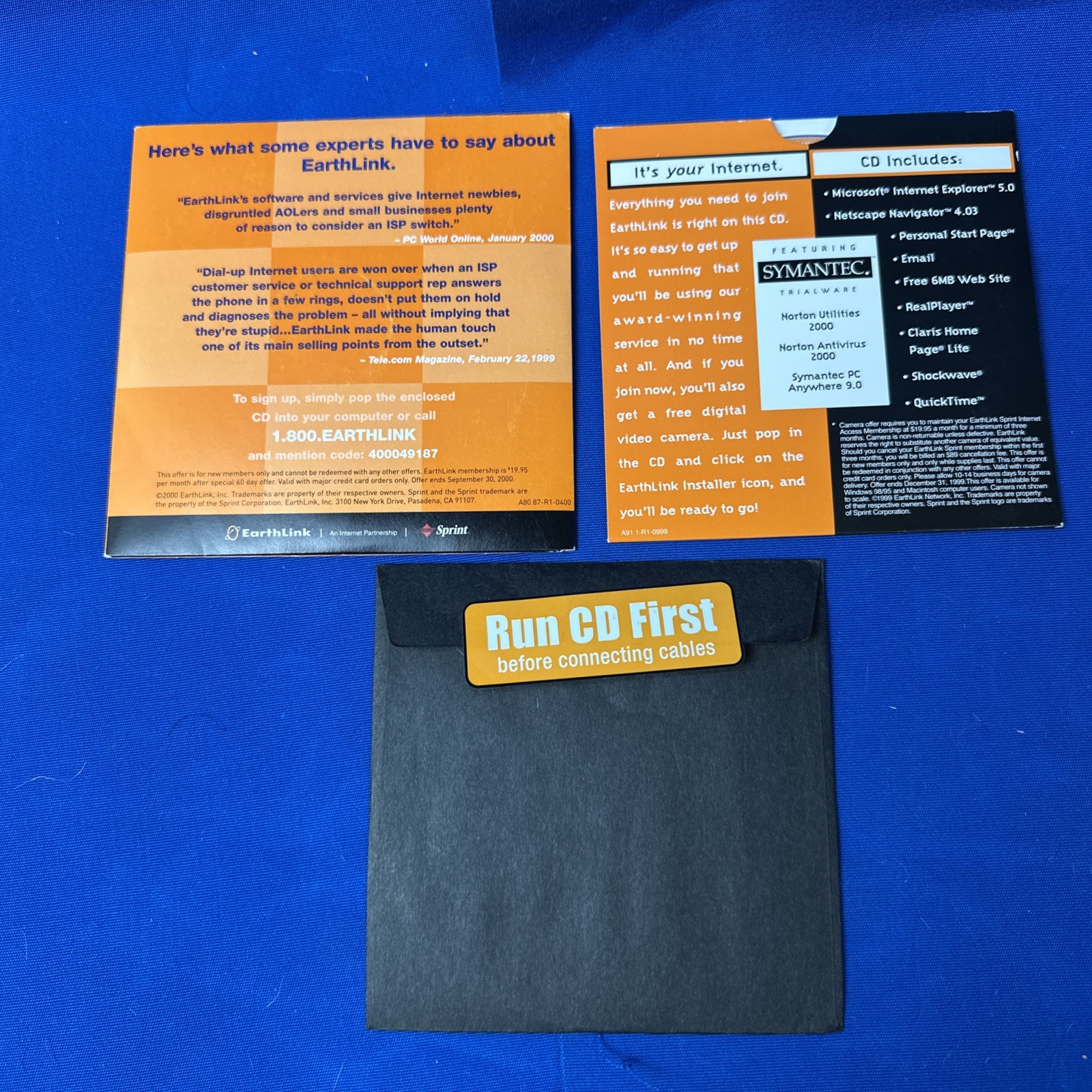 (3) Vintage Earthlink Internet Service Install CD’s Discs Software PC Window