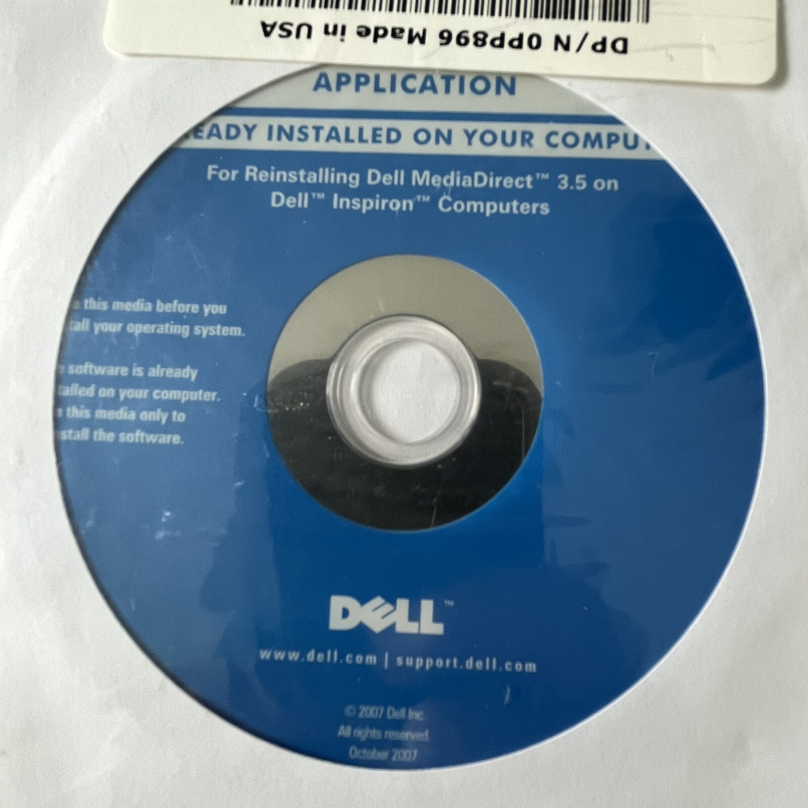 NEW! Dell MediaDirect 3.5 For Full Reinstallation, w/DVD & Manual. Free Ship