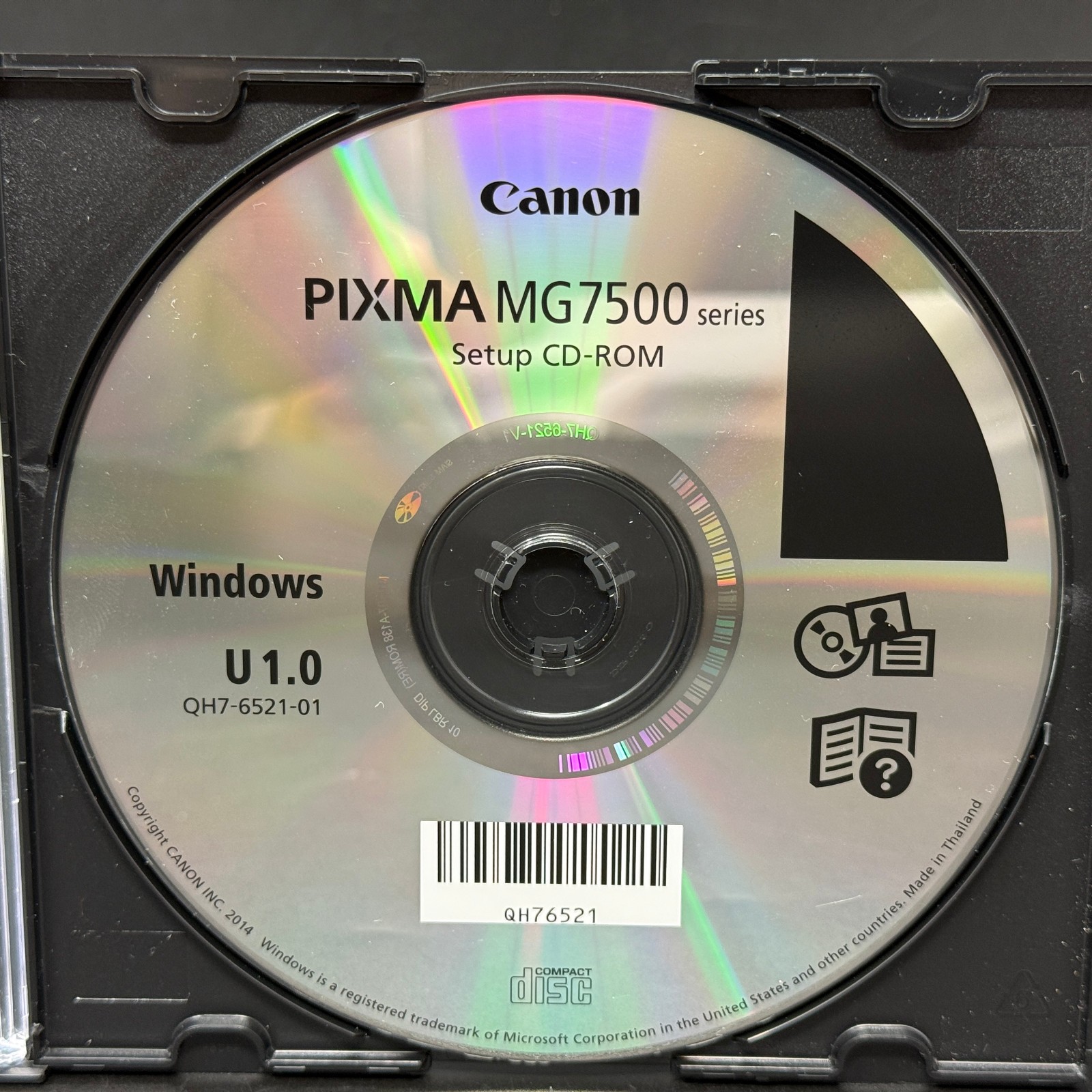 Canon Pixma MG7500 Series Setup CD-ROM U 1.0 (PC) *DISC ONLY*