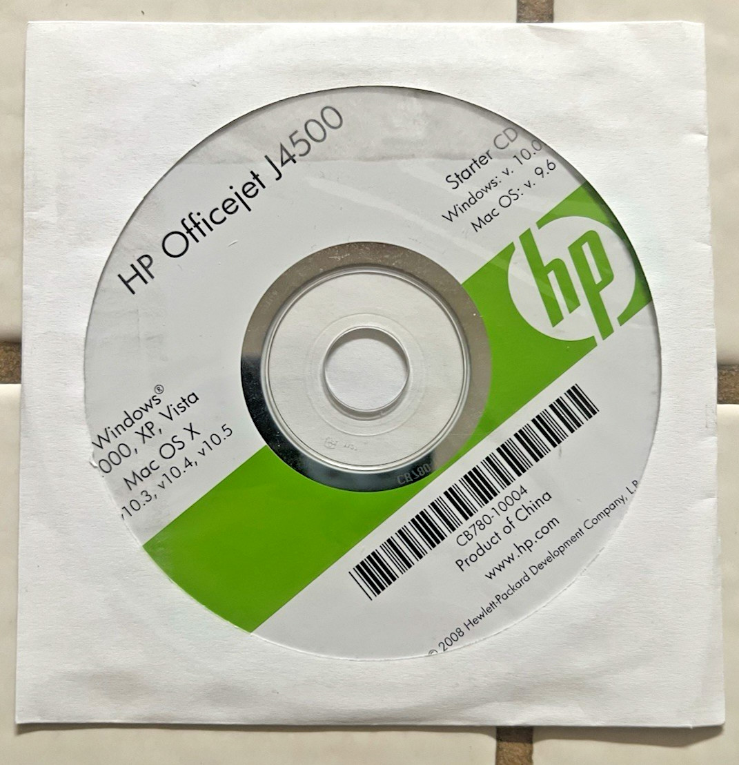 Disc only 2008 Hp Officejet J4500 Windows 10.0.0 Mac OS 9.6 Starter Cd
