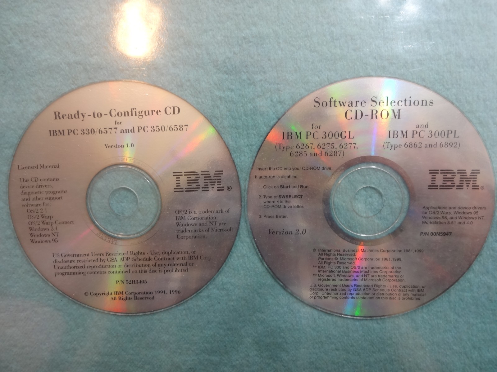 IBM Ready-to-Configure CD 330/6577 350/658 Software Selection CD PC 300GL 300PL