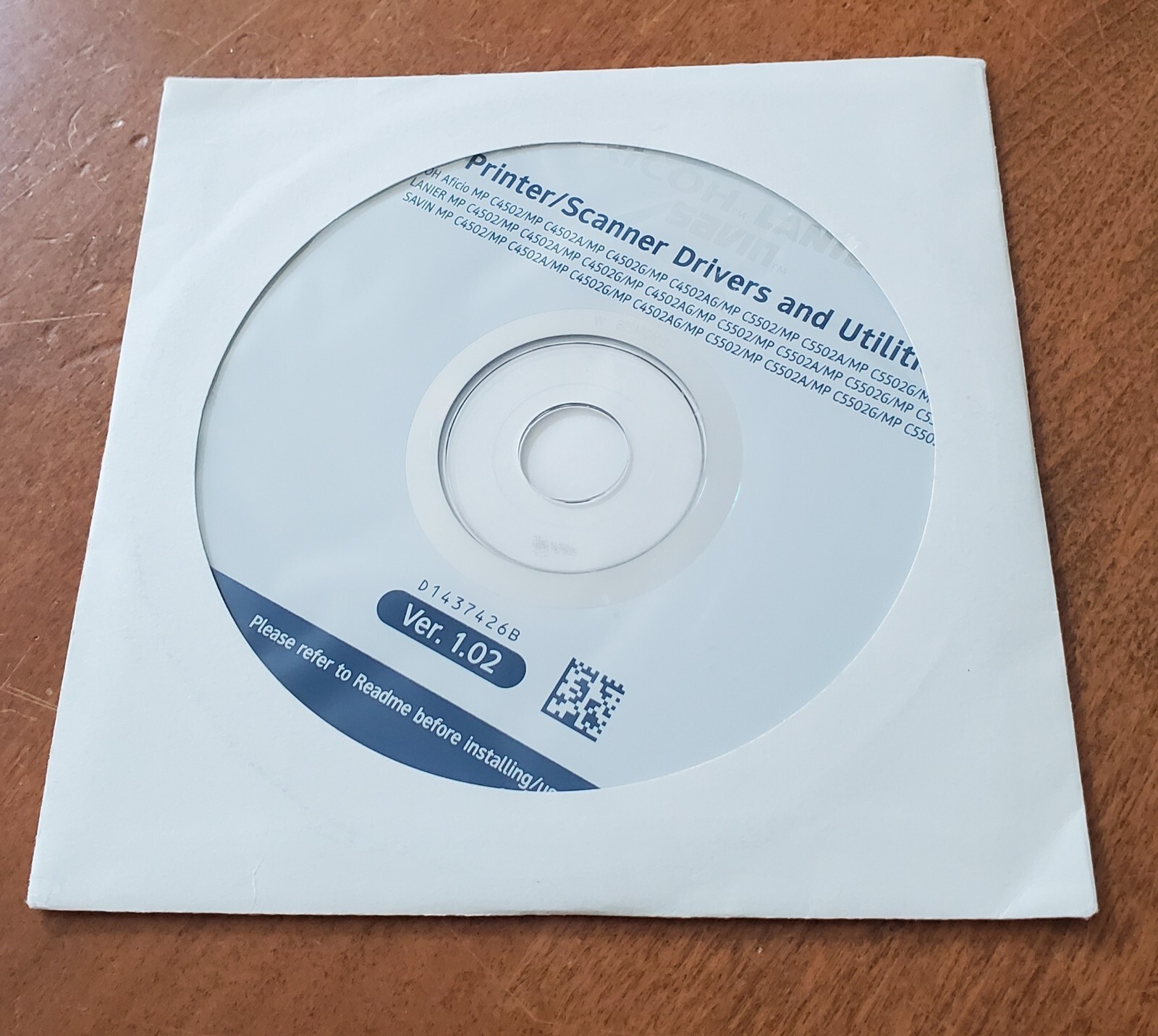 Ricoh Lanier Savin Printer Scanner Drivers and Utilities Ver 1.02 CD Disk