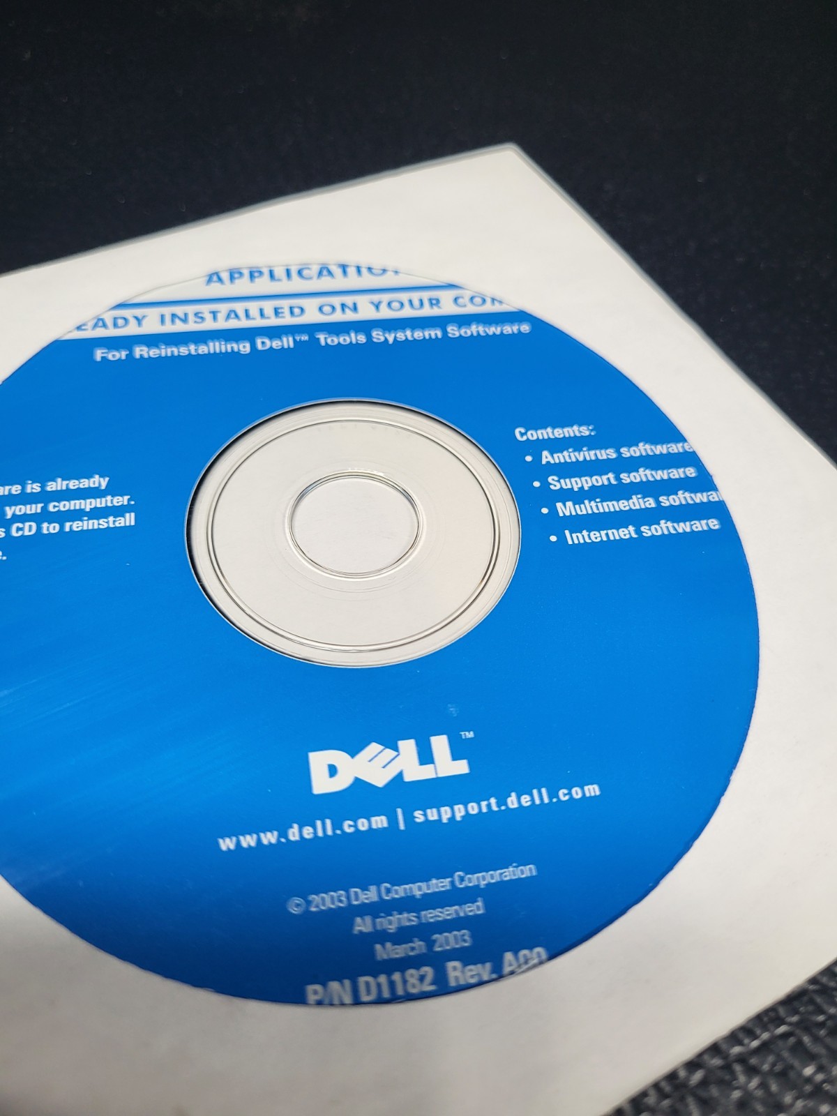 Dell Disc For Reinstalling Dell Tools System Software P/N 6Y299 Rev. A00