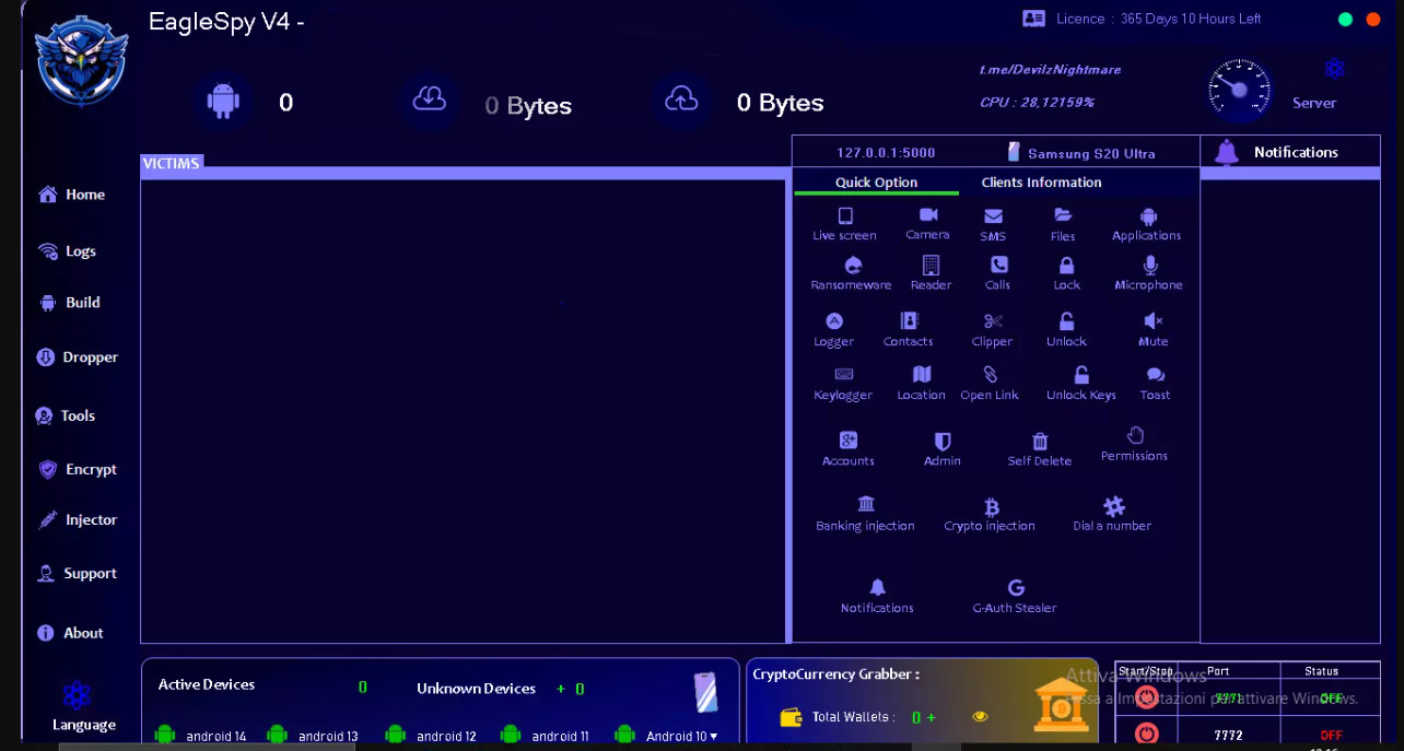 Eagle Spy RAT v4 software pc android apple mac microsoft windows linux