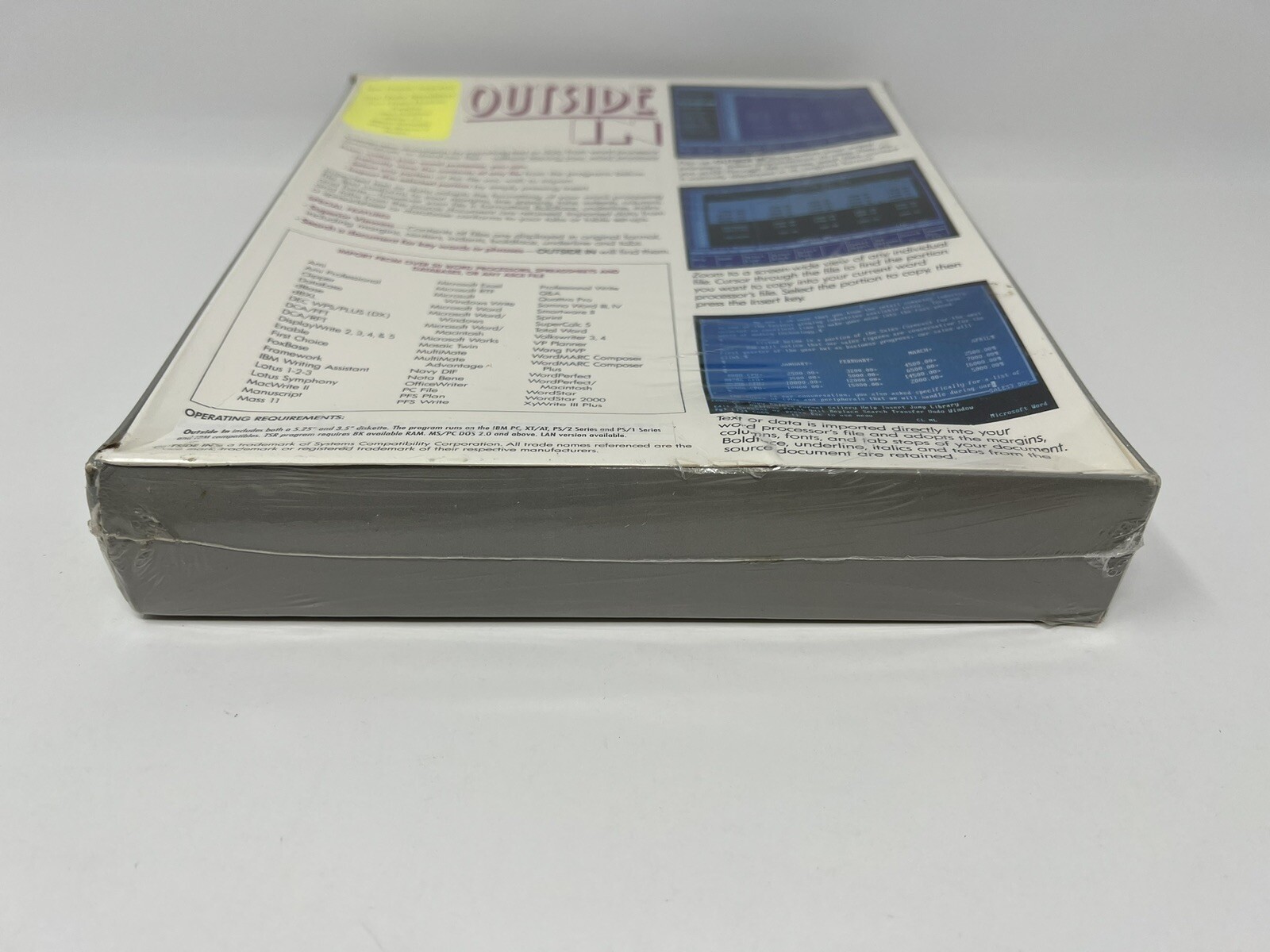 OUTSIDE IN Business Software for Word Processor Spreadsheet Database Formats