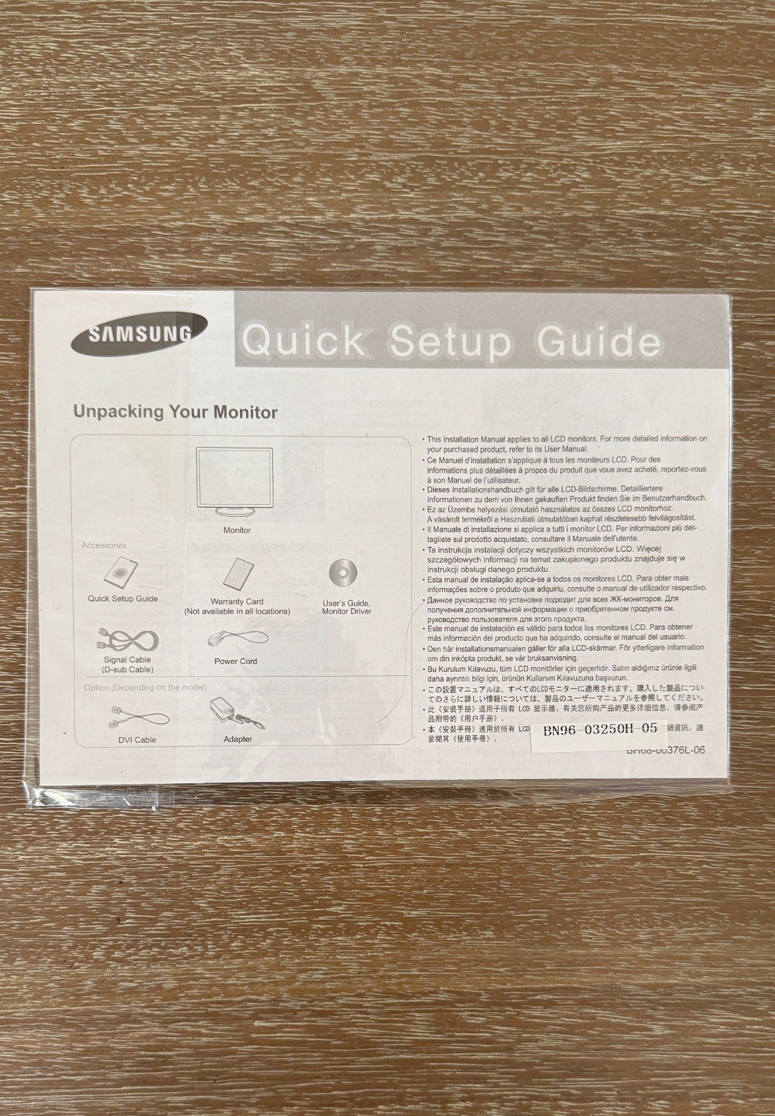 Samsung Sync Master User Guide/Install Driver For TFT-LCD Monitor 2007 Sealed