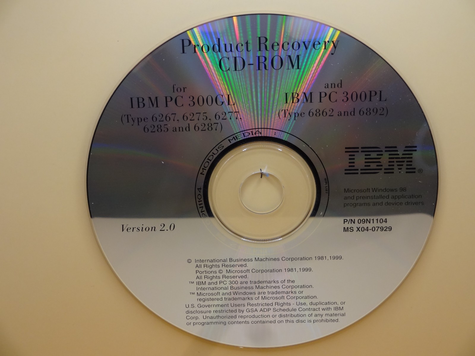 IBM Ready-to-Configure Utility & Product Recovery CD PC 300GL 300PL with Book