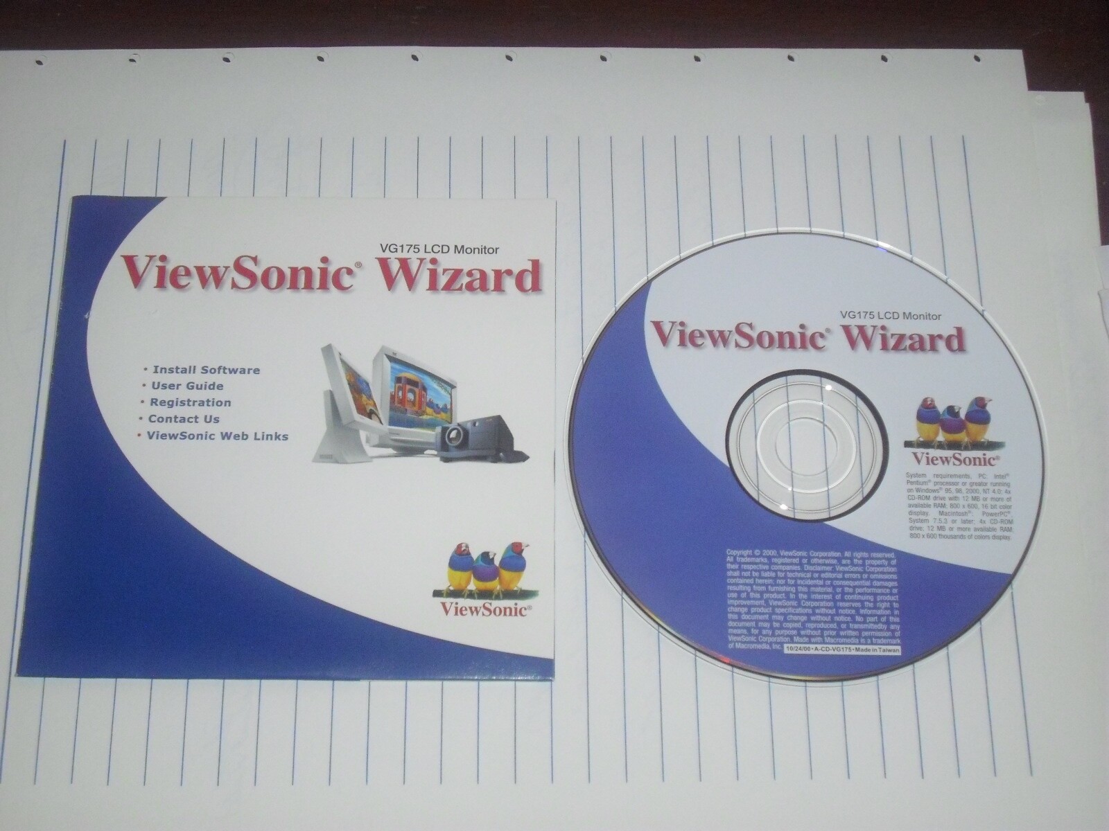 ViewSonic Wizard VG175 LCD Monitor Install Software CD, for Windows & Mac OS