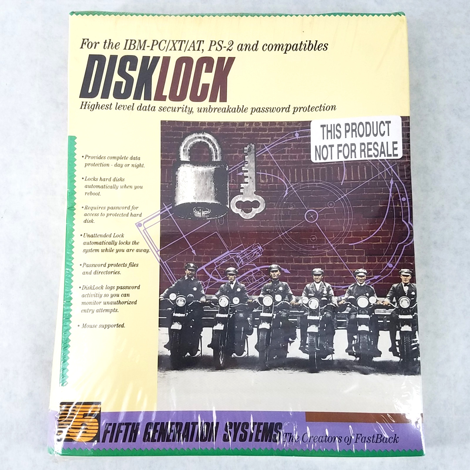 Disklock Fifth Generation Systems IBM PC/XT/AT, PS-2 Vintage Software – SEALED