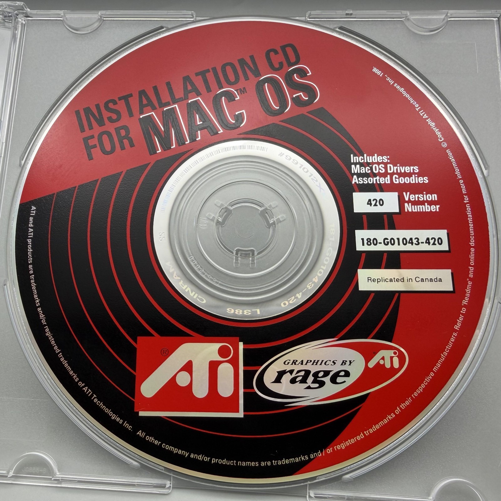 Vintage ATI Mac OS Install CD Drivers Rage Graphics Ver 420 180-G01043-420