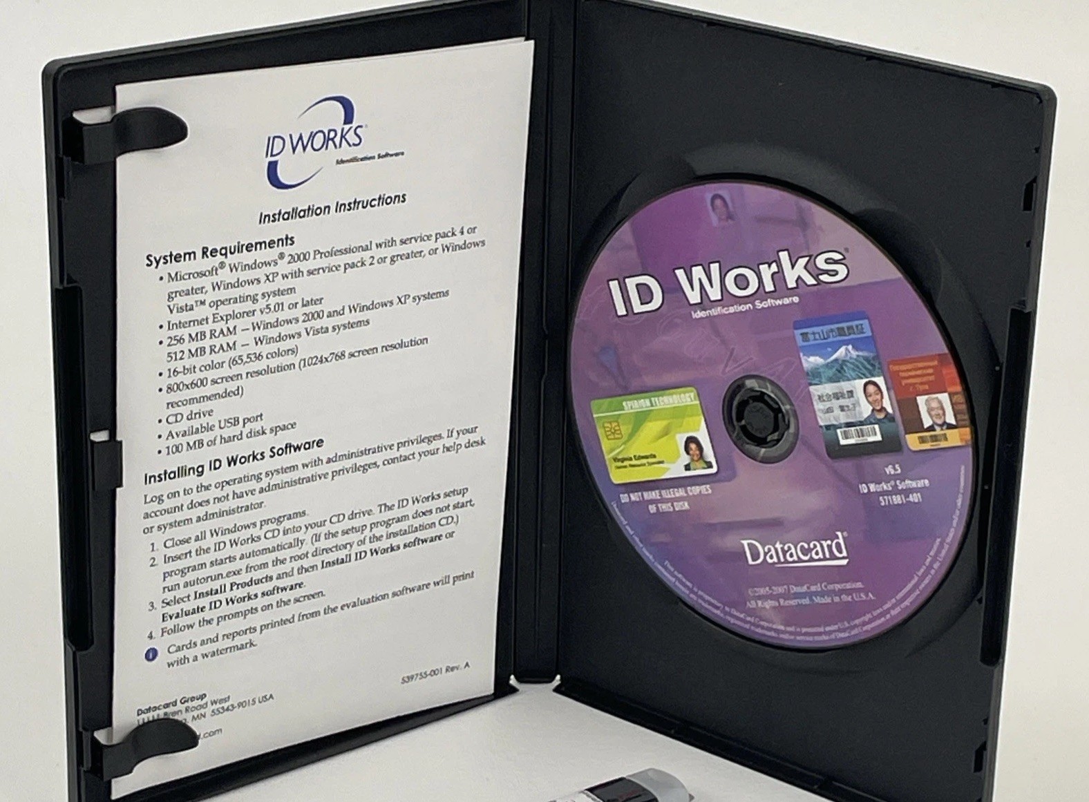 Datacard ID Works Standard v6.5 Identification Software CD & USB Dongle Key