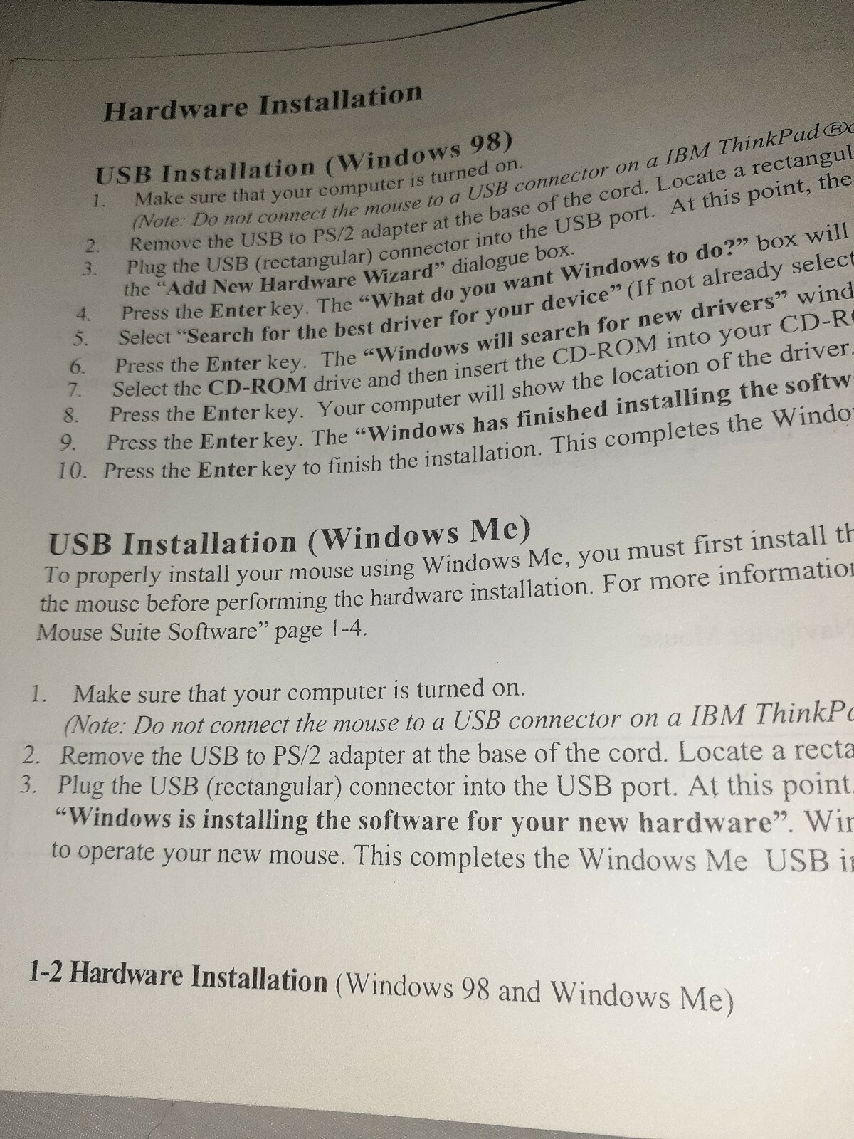 IBM Mouse Suite Ver 1.6 CD-Rom And User Manuals Win 98/Win ME *NO MOUSE*