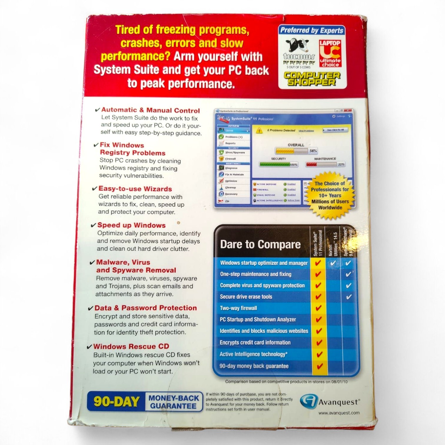 Avanquest System Suite 11 Professional PC Tune-Up Repair Windows 7 XP Vista CD