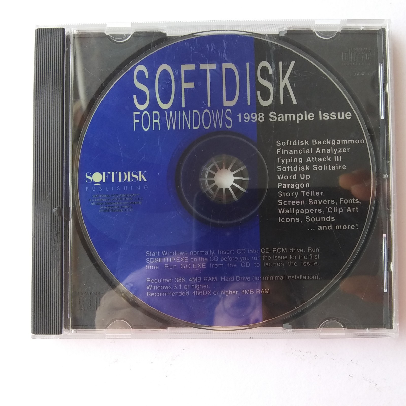 Softdisk for Windows 1998 Sample Issue CD-ROM Games Utilities Software Disc