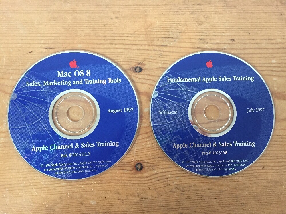 Set of 2 1997 Macintosh Mac OS 8 Fundamental Sales Marketing Training Tools CDs