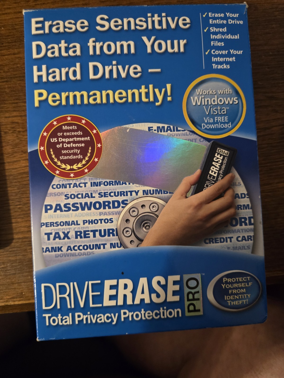 NOVA DriveErase Pro Total Privacy Protection Erase Hardrive Data Boot CD Windows