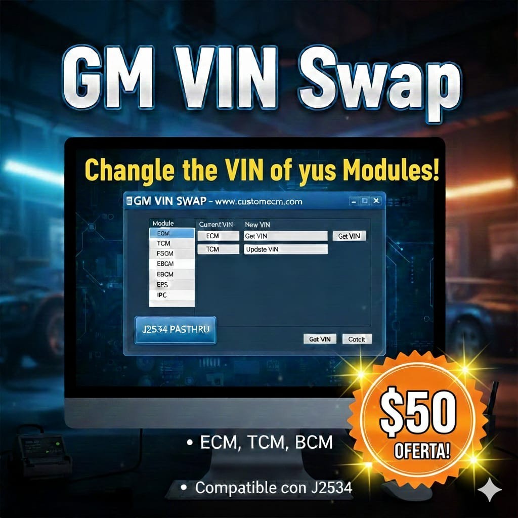 GM VIN Swap Software ECM TCM BCM | VIN Change Tool | J2534 Compatible | USB