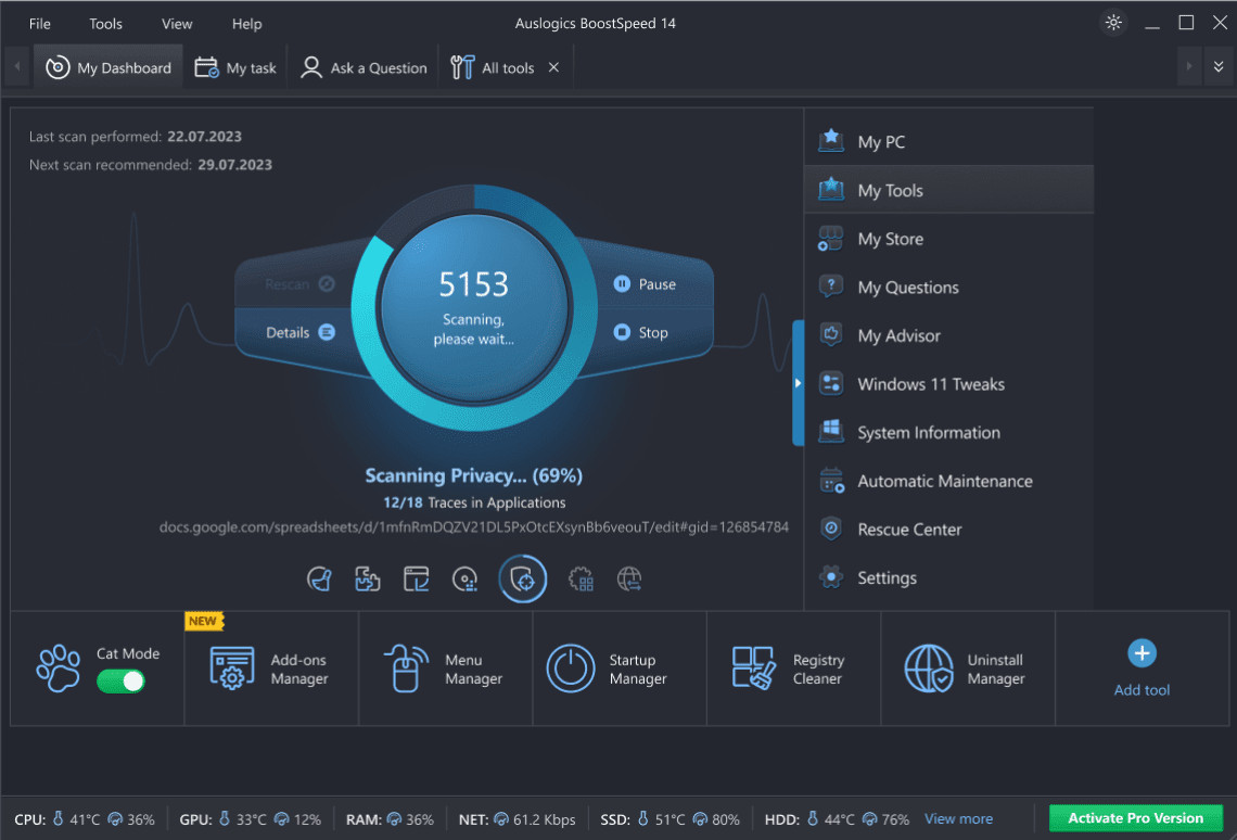 Auslogics BoostSpeed 13 Pro optimize your system, boost PC 1 year 3 PC License
