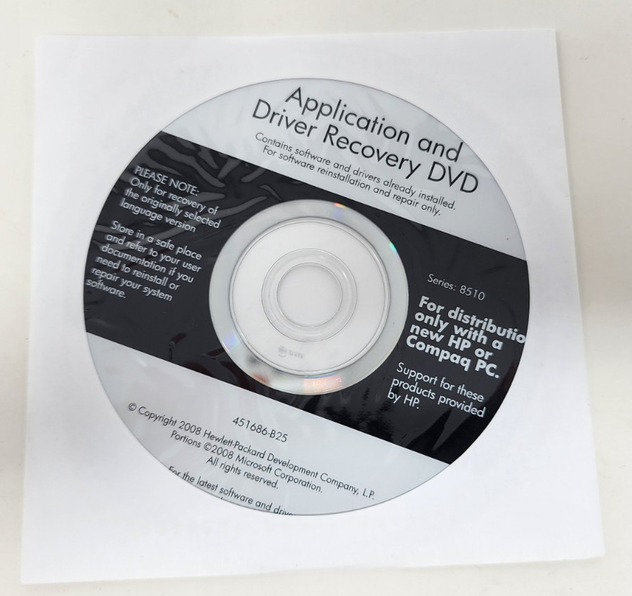 HP Application and Driver Recovery Pack 450625-001 Windows English, XP & Vista