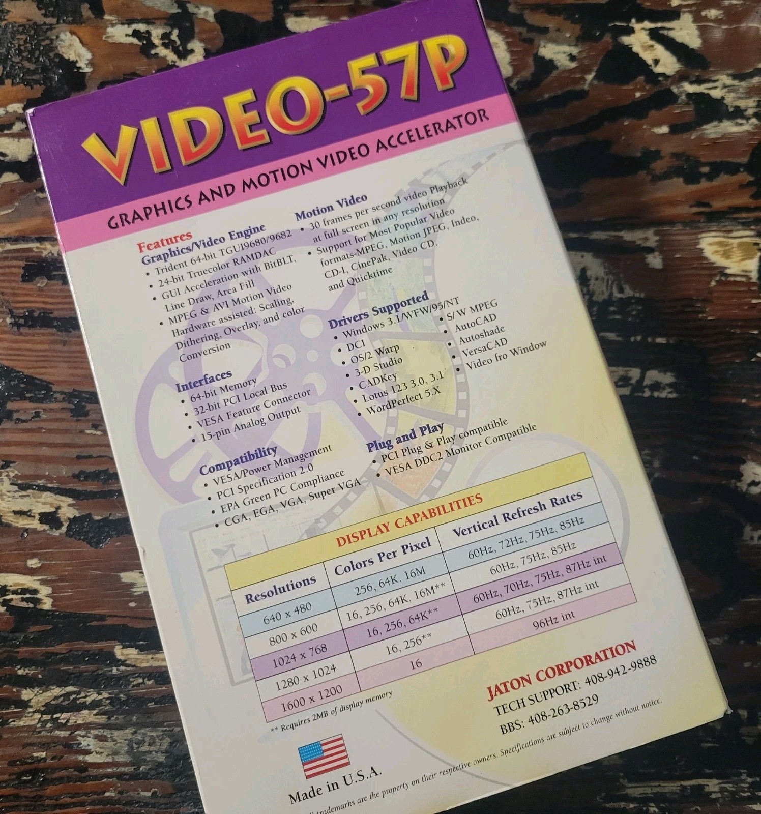 Jaton Video 57P Box w/ Paperwork, Discs and LWHA151A00 ISA Sound Card