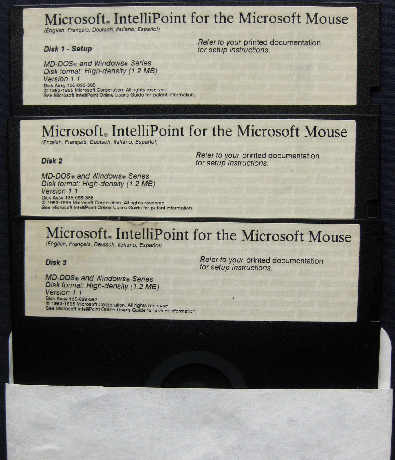 Microsoft IntelliPoint 1.1 Mouse Installation Software 5.25″ Floppy Discs (1995)