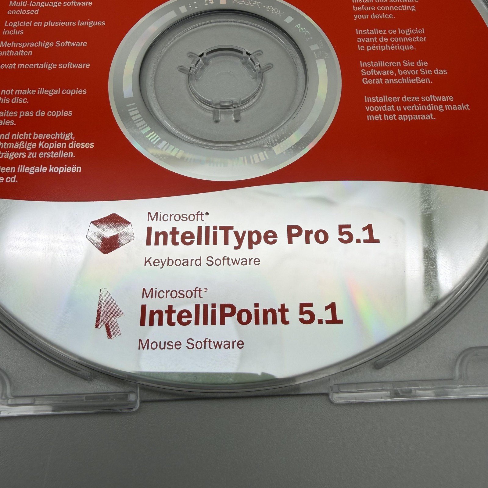 Vintage 2004 Microsoft IntelliType Pro & IntelliPoint 5.1 Keyboard Mouse CD-ROM