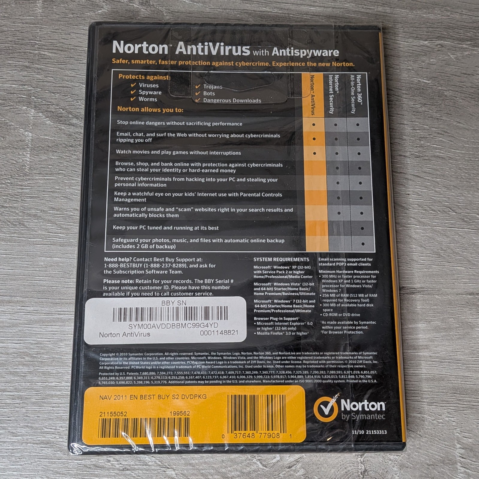 Norton AntiVirus 2011 with AntiSpyware by Symantec for Win 7/Vista/XP – Sealed