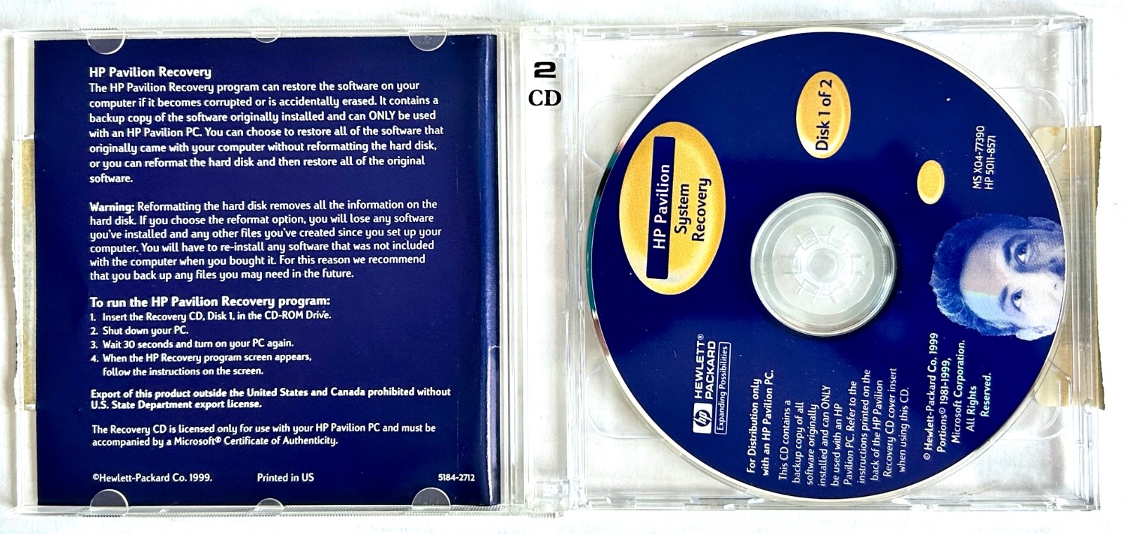 HP Pavilion Disks/Manuals Users Guide, Recovery Disc 2-Disk CD Set, Encarta +