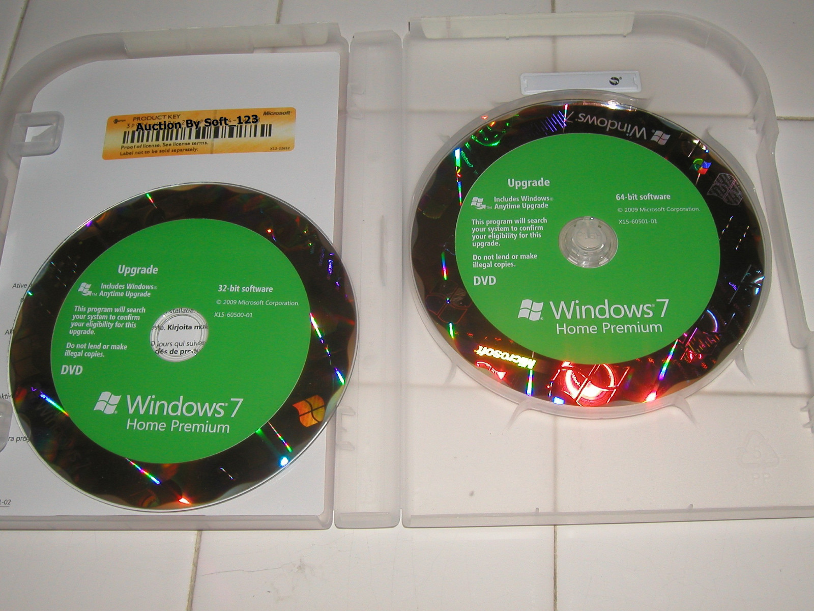Microsoft Windows 7 Home Premium Upgrade 32 Bit and 64 Bit DVDs MS WIN =RETAIL=
