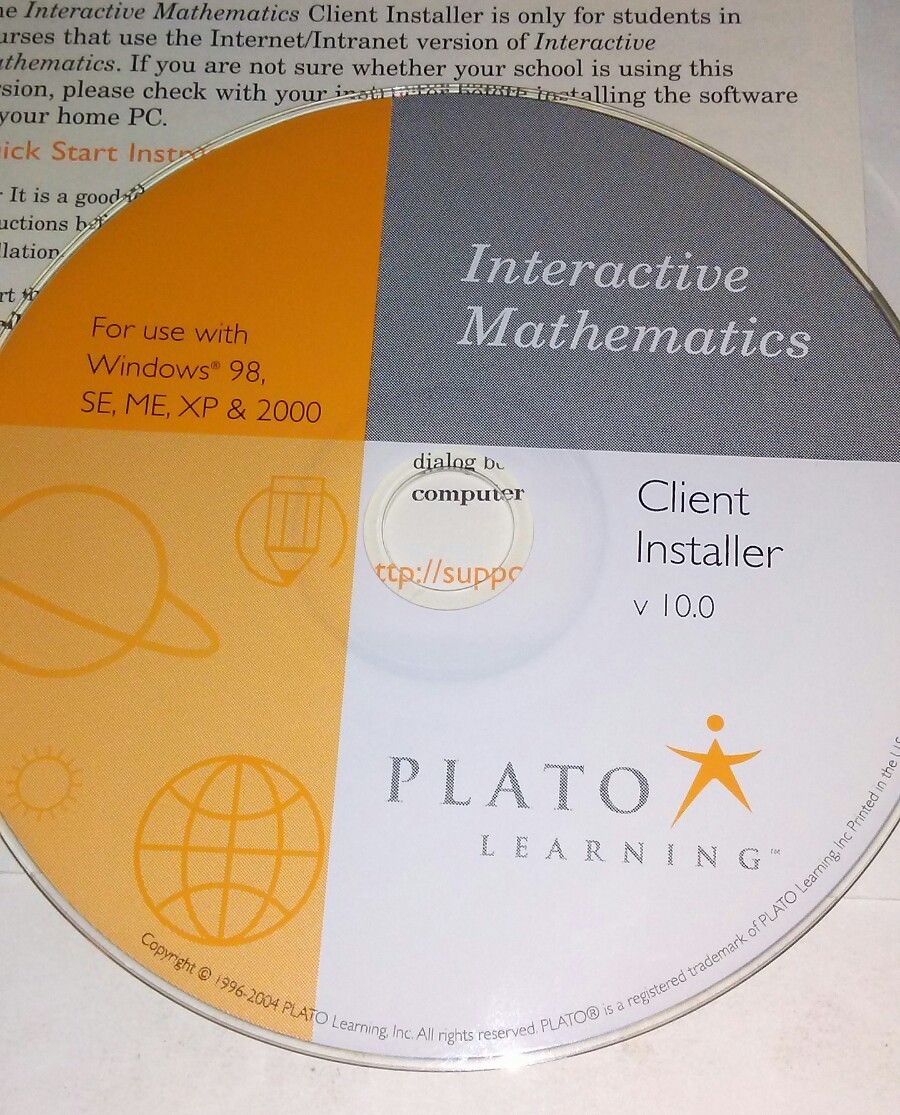 RARE Plato Interactive Mathematics Client Installer CD – Scratch Free Disc #XD10